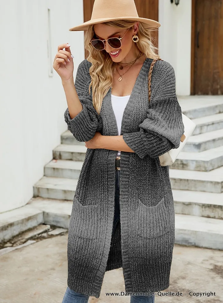 Damen Cardigan Strickjacke Beatrice in Silber