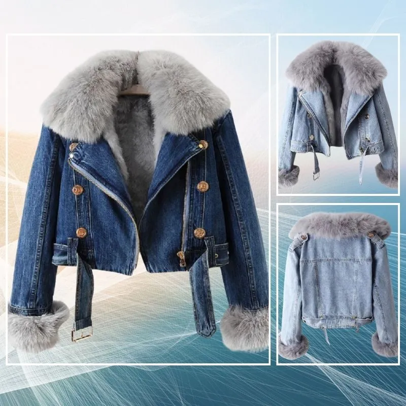 Heidi-Mode | Casual Denim Jacke mit Pelzkragen