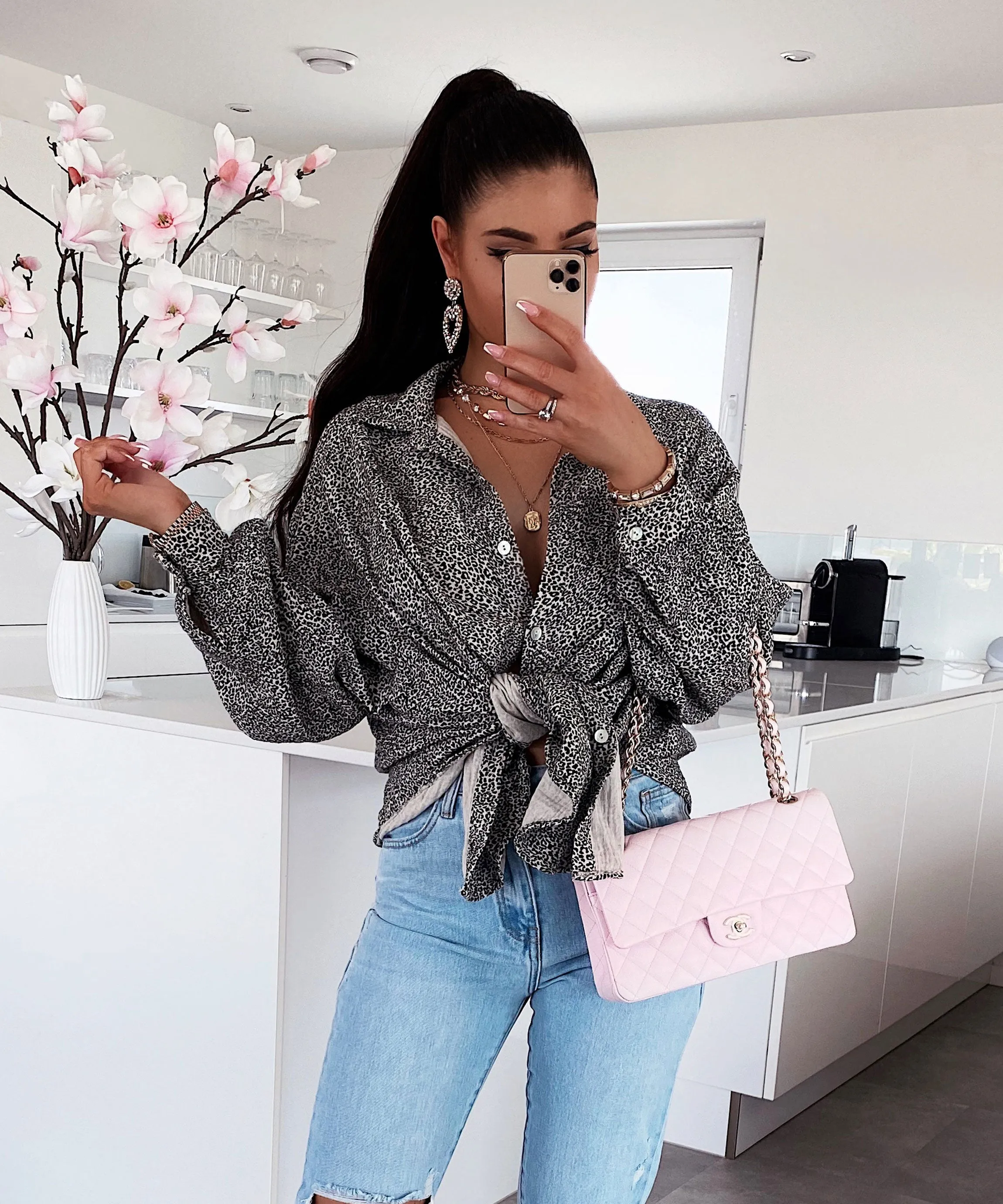 Musselin Bluse Print Punkte