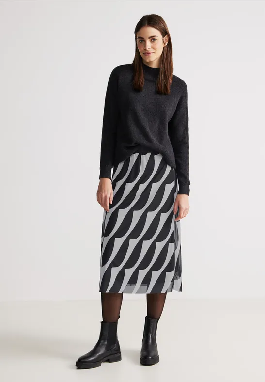 Street One Mesh Midirock mit Print  - Style PEPICA